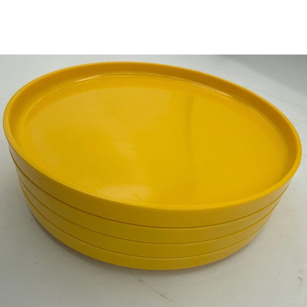 Vintage Heller Yellow Stacking Plates Set of 4 Massimo Vignelli MCM Melamine